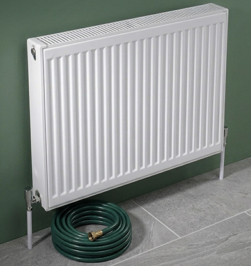 Central heating radiator and garden hose pipe